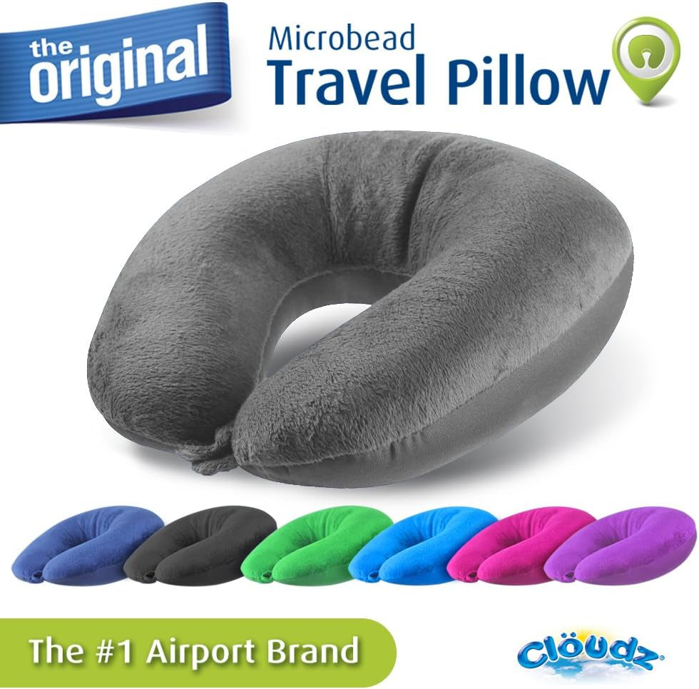 Oreiller cervical de voyage en microbilles Cloudz, gris Naty Shop Oreillers de voyage