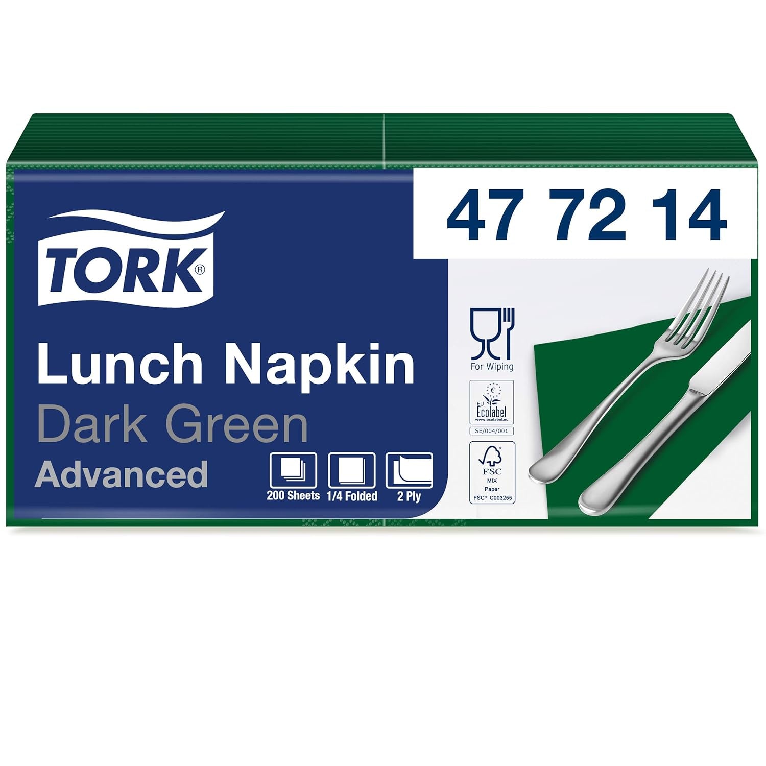 Tork 477840 Serviettes à déjeuner citron vert / Serviettes 2 épaisseurs pour petits repas ou collations / Qualité avancée / 10 X 200 (2000) Serviettes en papier / 32,6 X 33 cm (L X L) / 1/4 plié