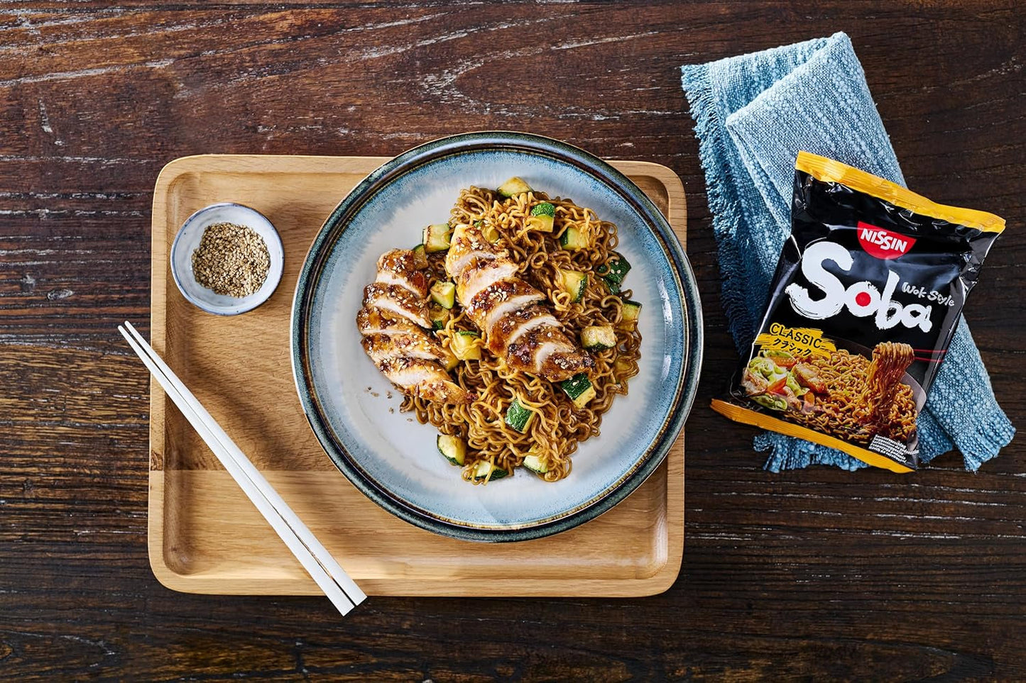 Nissin Bag Soba Noodles – Lot de 9 nouilles instantanées japonaises classiques style wok avec sauce Yakisoba, cuisine asiatique à cuisson rapide (9 x 109 g)