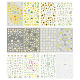 Autocollants pour ongles effet 3D, 12 feuilles, durcissement UV, fleur longue durée, autocollants pour ongles, marguerite jaune et blanche, pour Nail Art