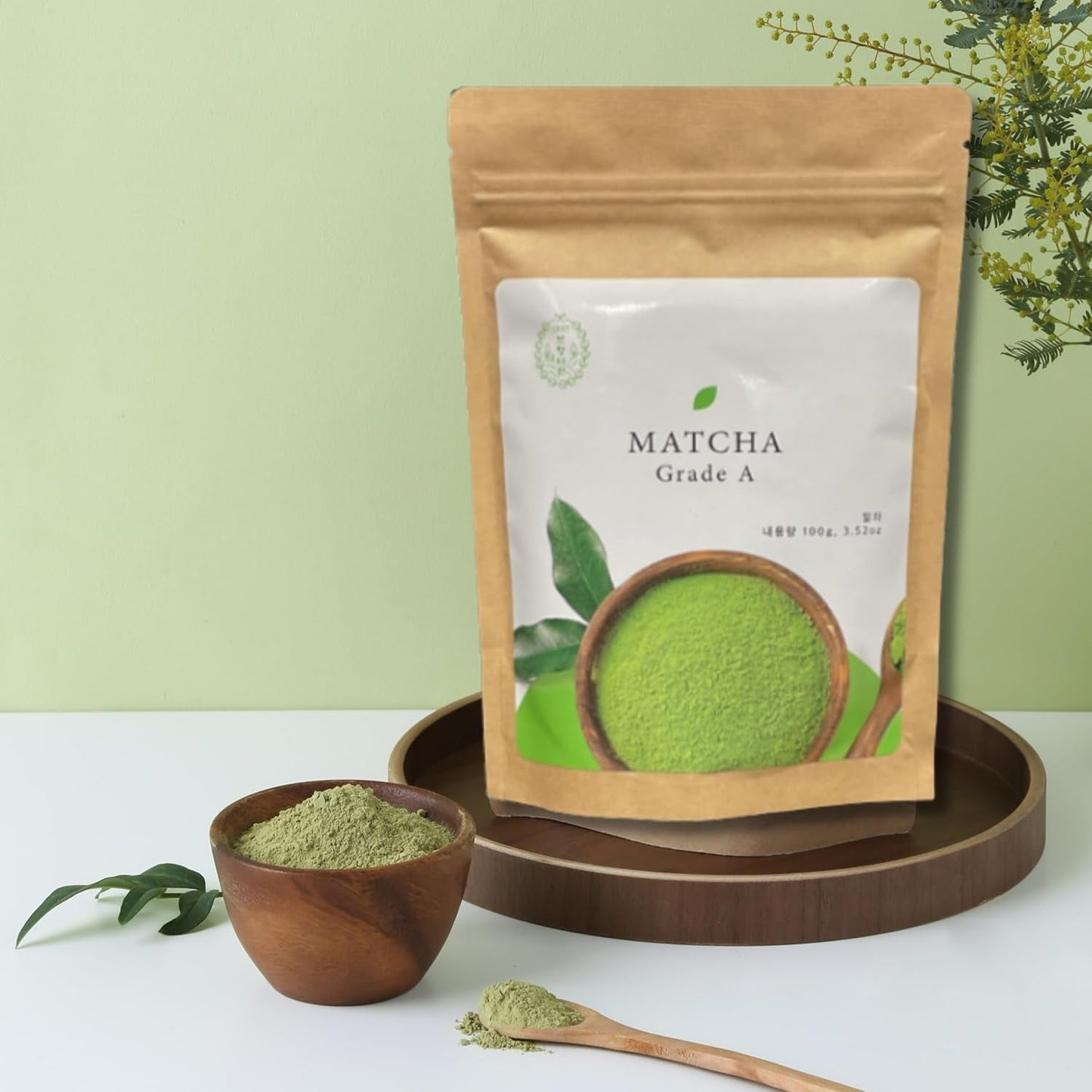 Bohyang Garden Matcha Powder 100g – Thé vert haut de gamme de Corée du Sud | Finement moulu et riche en tradition | Pour les lattés, les smoothies, les pâtisseries et les rituels de soins personnels | Poudre de Matcha en sachet refermable