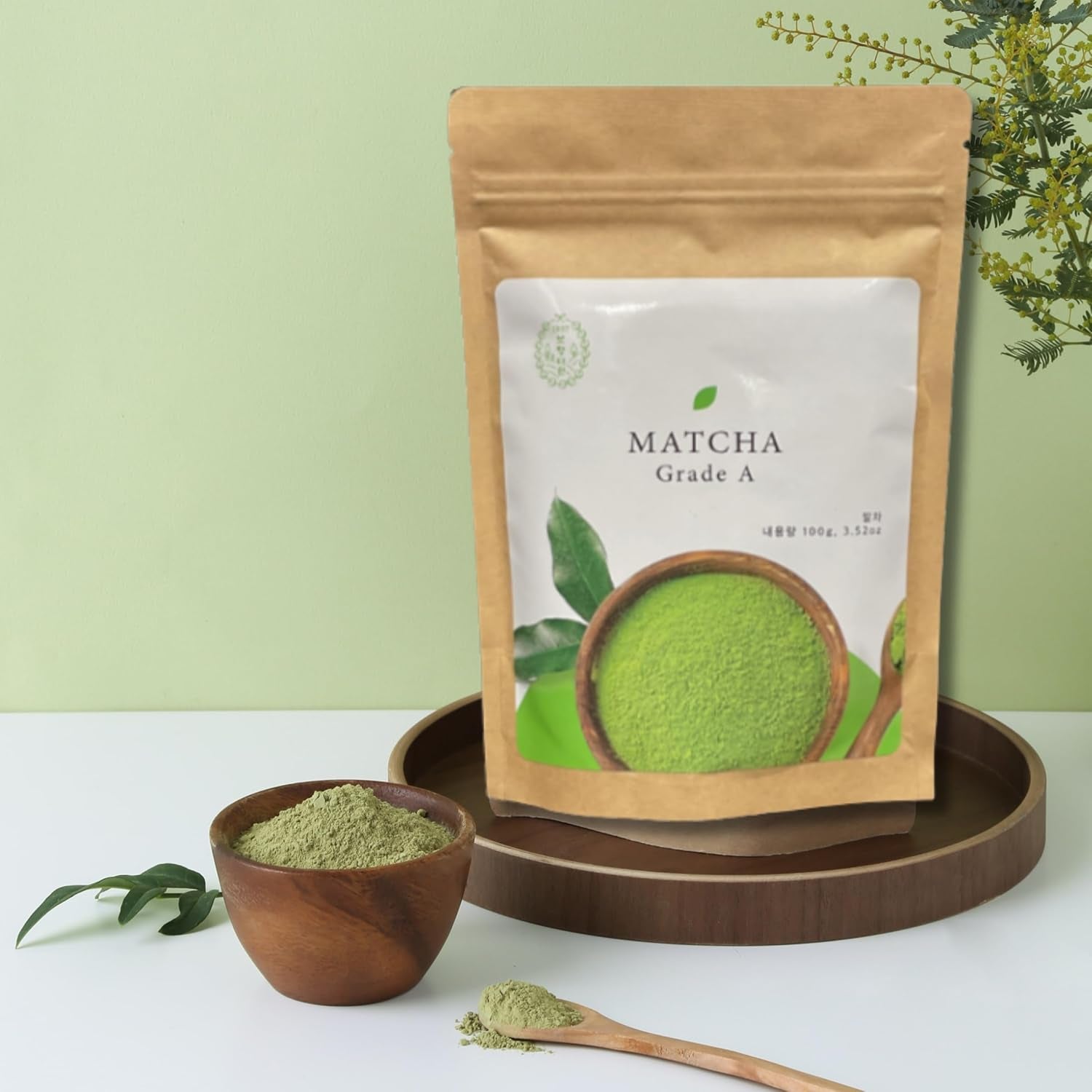 Bohyang Garden Matcha Powder 100g – Thé vert haut de gamme de Corée du Sud | Finement moulu et riche en tradition | Pour les lattés, les smoothies, les pâtisseries et les rituels de soins personnels | Poudre de Matcha en sachet refermable