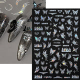 4 feuilles holographiques Laser blanc Schmetterling Nagelsticker,Y2K Aurora Schmetterling Stern Nail Sticker 3D Flamme Herz Nageldesign Nagelsticker Selbstklebend Nagel Sticker Nagel Zubehör Nail Art