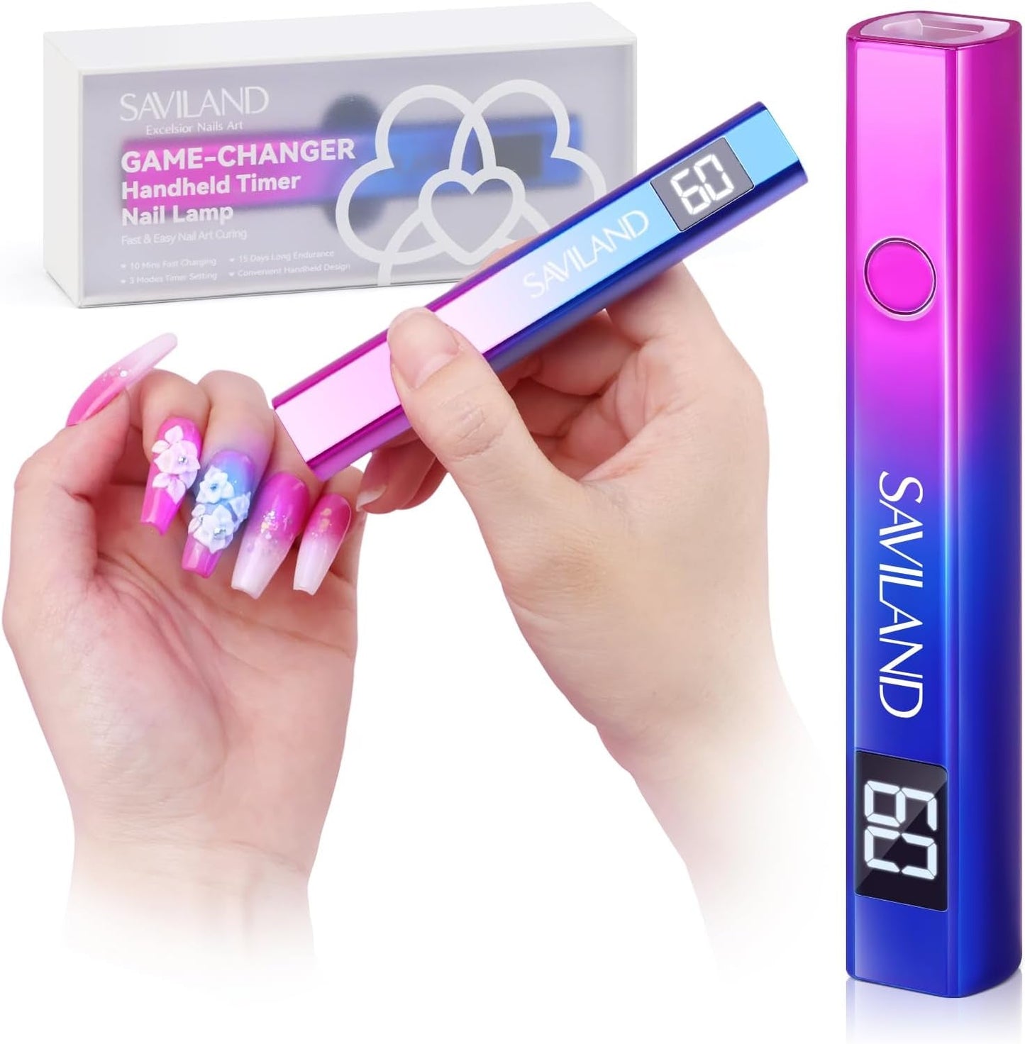 Saviland U V Lampe pour Gel Nägel: Mini U V Lampe pour NägelSchützen Sie Die Haut Wiederaufladbar Klein LED Nagellack Trocknergerät pour Nagellack Aufbaugel Nail Tips Nagelkleber Geschenke Für Frauen