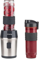 H.Koenig Smoothie Maker SMOO9 - Mini Robot Mixeur - Mini Blender - 300 Watt - 570 Ml - Edelstahl - 2 Kunststoffflaschen - Sans BPA, Grau Kitchen Naty Shop Grau