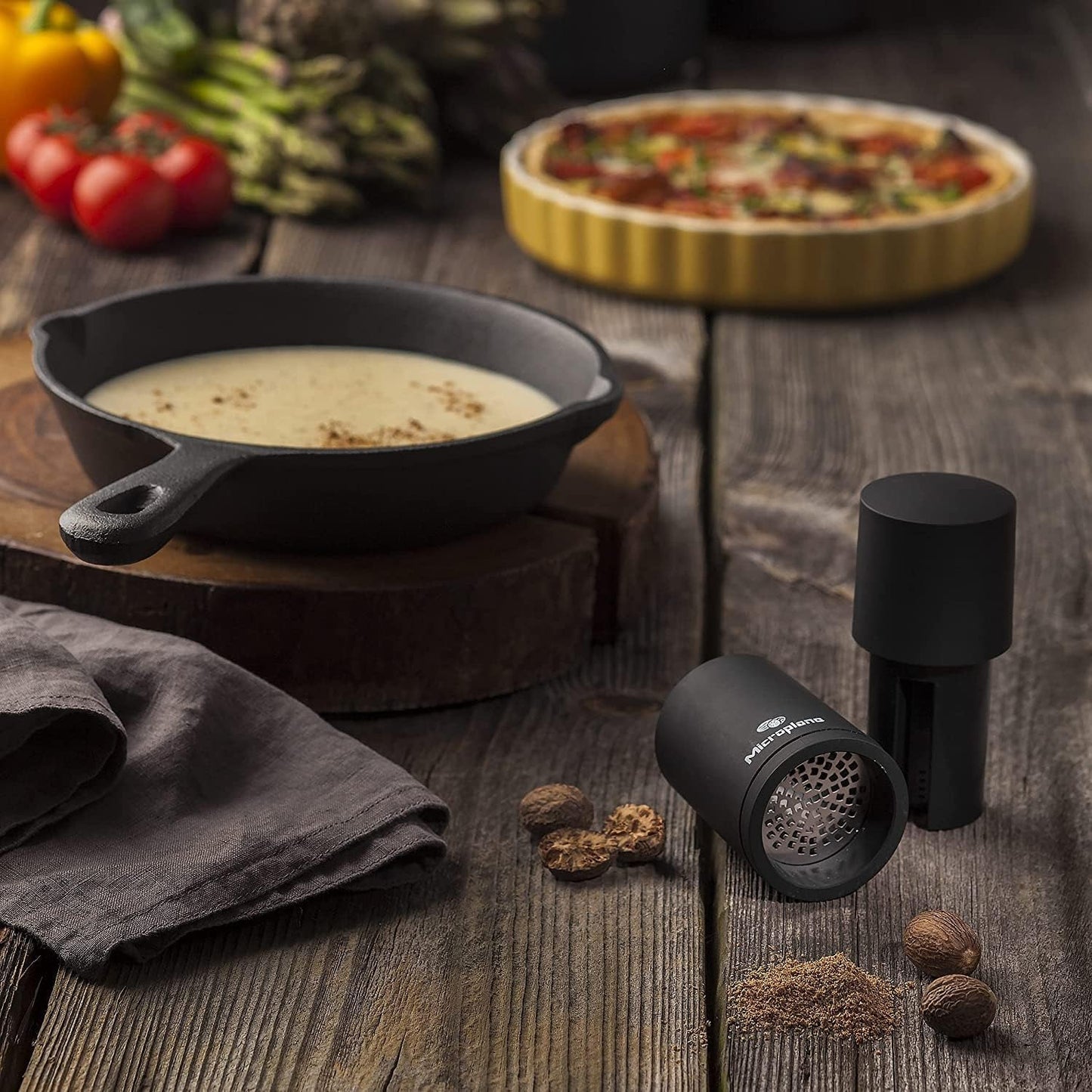Moulin à épices Microplane noir pour noix de muscade, cannelle, fèves tonka, poivre long et autres épices sèches Broyage et broyeurs Naty Shop