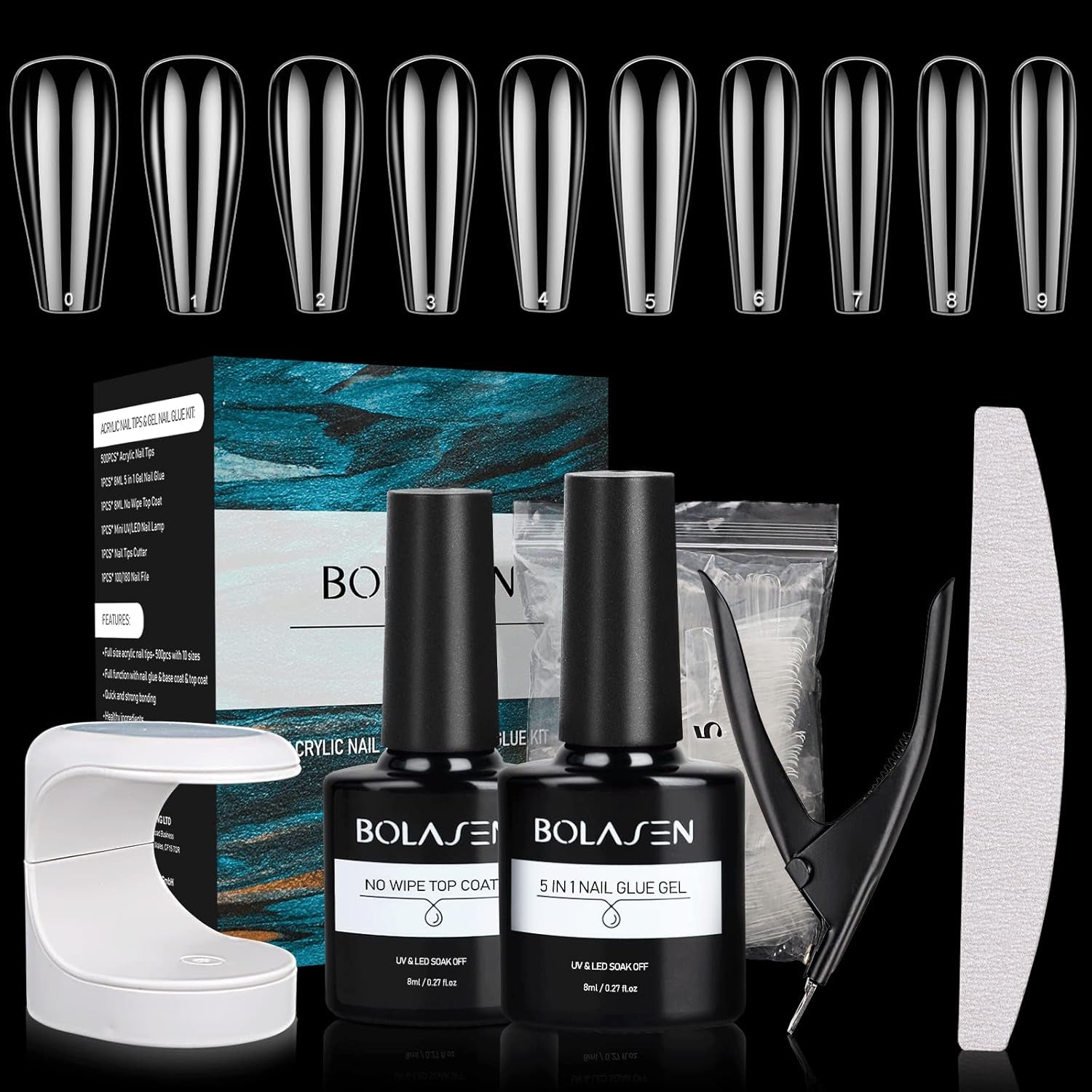 Colle pour pointes d'ongles, colle à ongles extra forte BOLASEN, colle à ongles craquelée 4 pièces, colle à ongles, colle à ongles artificielle extra forte, colle à ongles - 4 * 7 ml