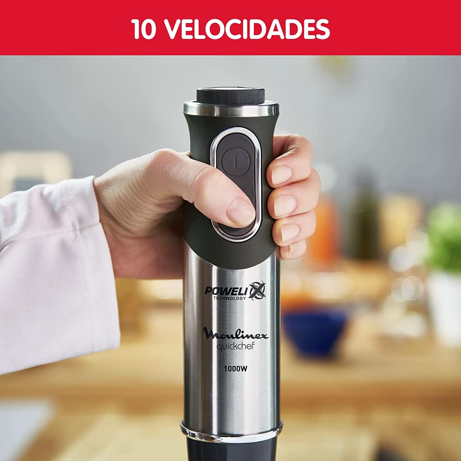 DD6558 DD655810 Quickchef Mélangeur 3-en-1, technologie Powelix, 3 Zubehörteile, Edelstahl, Stahl/Schwarz Kitchen Naty Shop