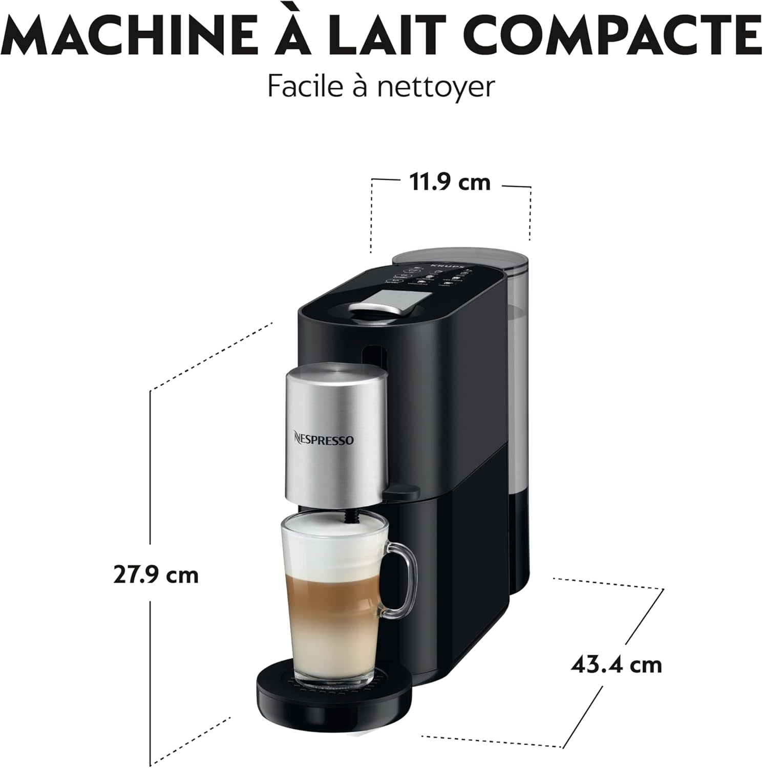 Machine à expresso Krups Nespresso, machine à expresso à capsules, style expresso Barista, mousseur à lait, fabriquée en France YY4355FD