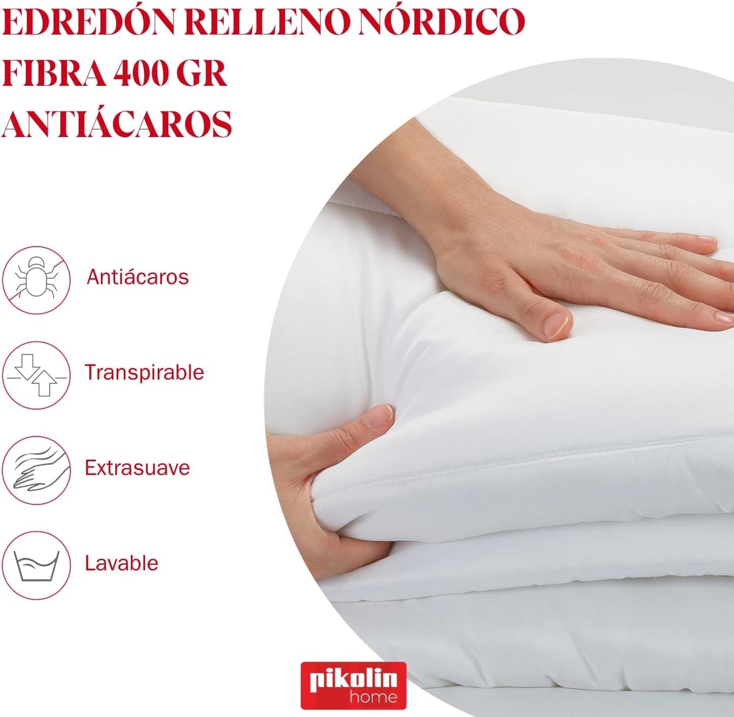 Pikolin Home - Couette anti-acariens 400 G, adaptée aux pièces hivernales et basses températures, lit 200-240 X 280 Cm. Couettes et couettes Naty Shop