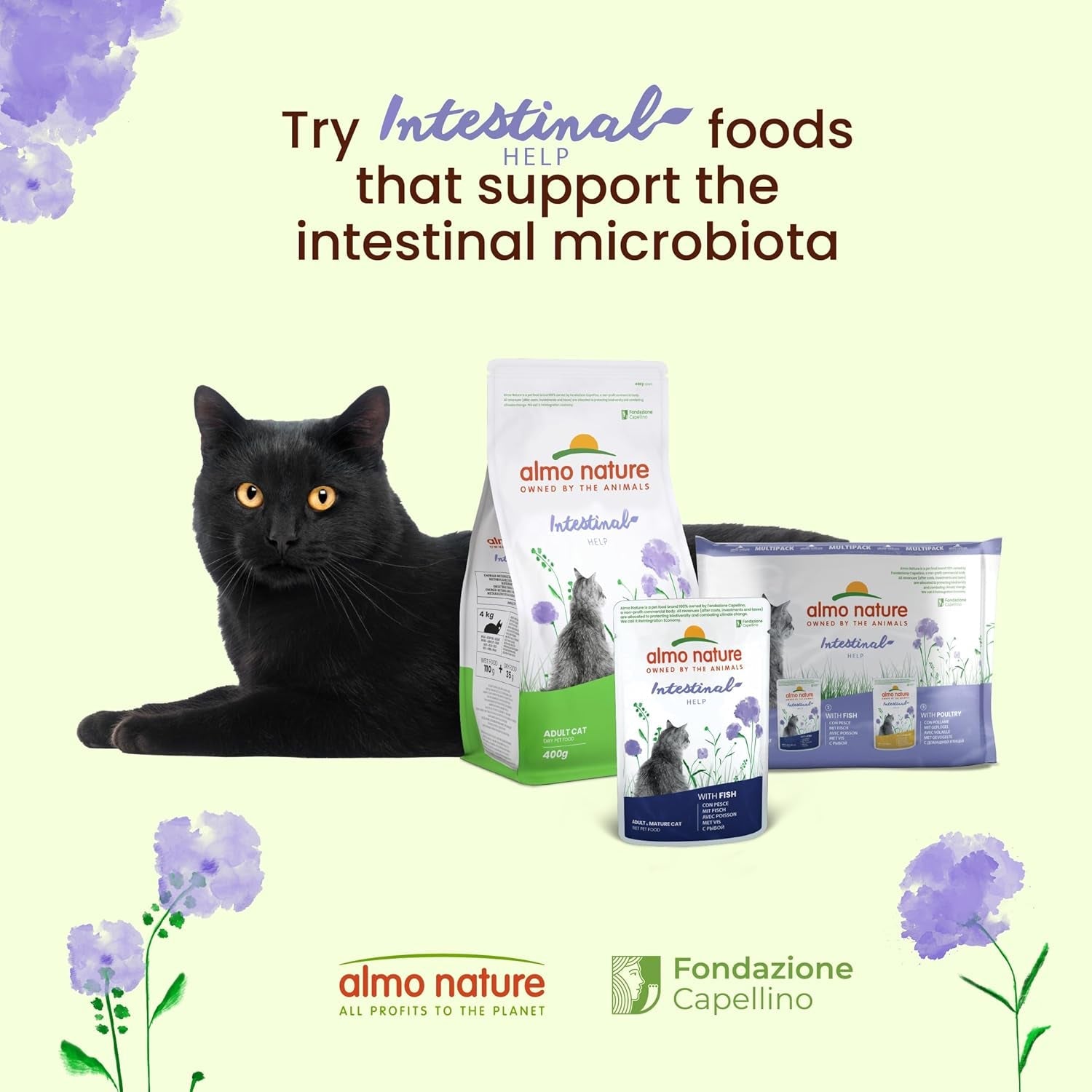 Almo Nature Functional - Intestinal Help - Nourriture humide pour chats adultes et matures aux intestins sensibles - à la volaille - soutient le microbiome - 70 g (paquet de 30)
