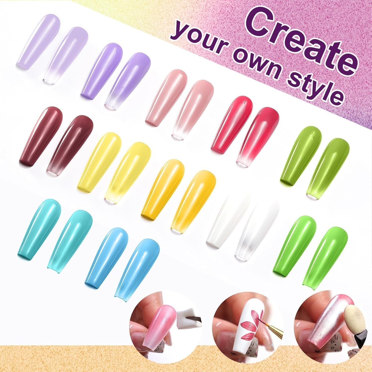 Gel de peinture dégradé, 12 couleurs de vernis à ongles gel ombré avec 100 éponges à ongles et 4 griffes en métal pour manucure française DIY Nail Art, Set I