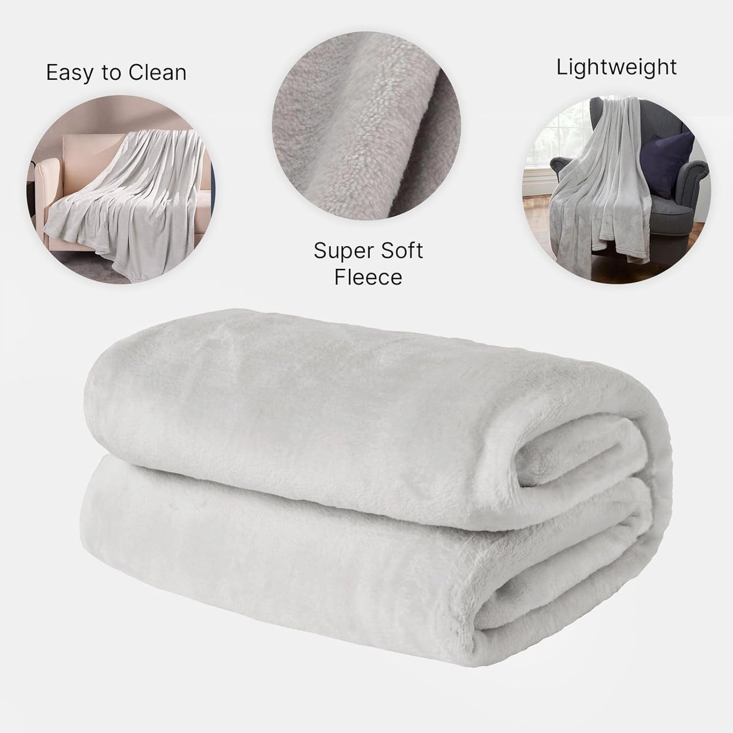 Couvre-lit polaire ultra doux Brentford's, gris argenté, grand lit double - 150 x 200 cm Lits et couvertures Beuche den Brentfords-Store