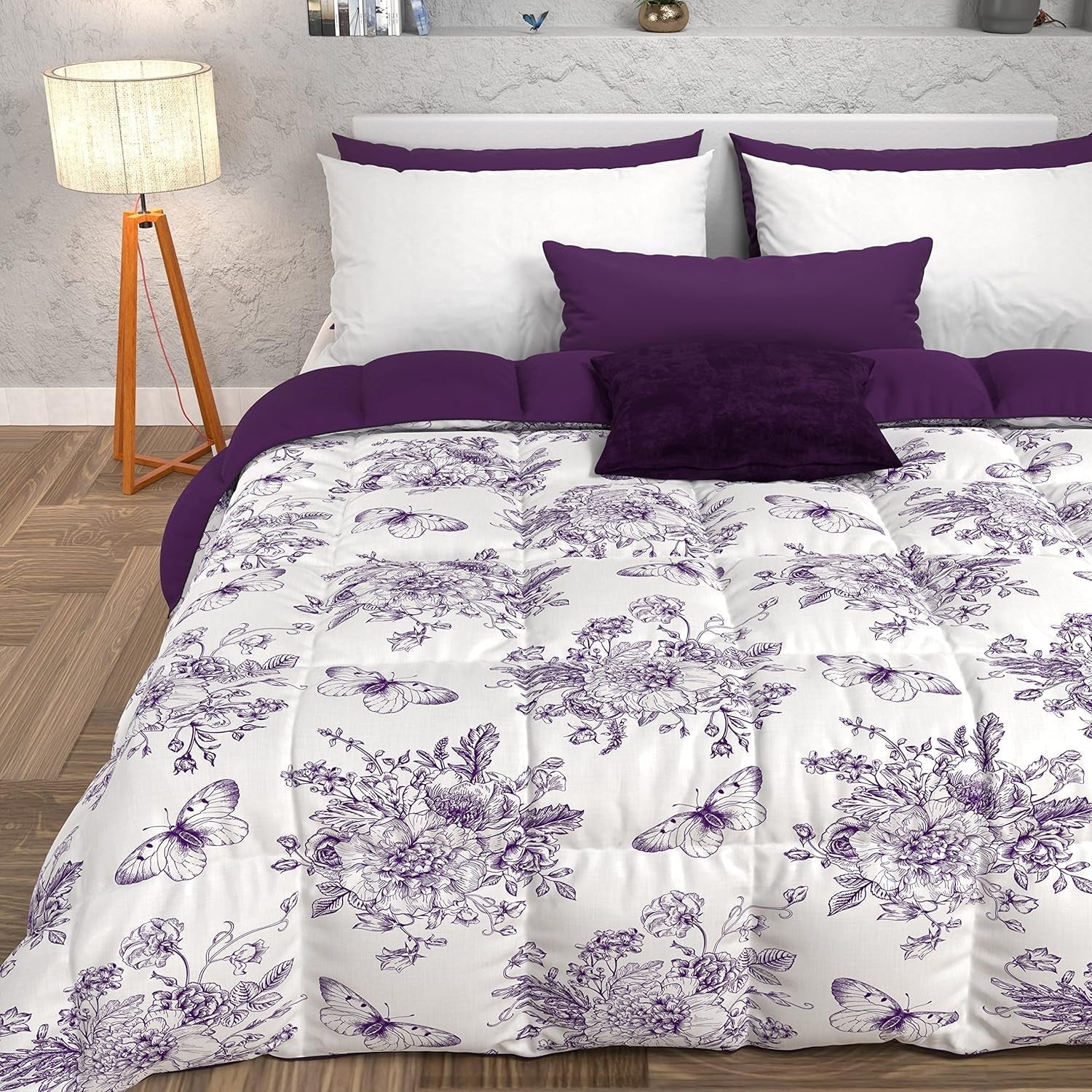 PETTI Artigiani Italiani - Couette d'hiver, Couette d'hiver, Couette simple, Double face, Impression monochrome et numérique, microfibre 100% hypoallergénique, Fabriqué en Italie