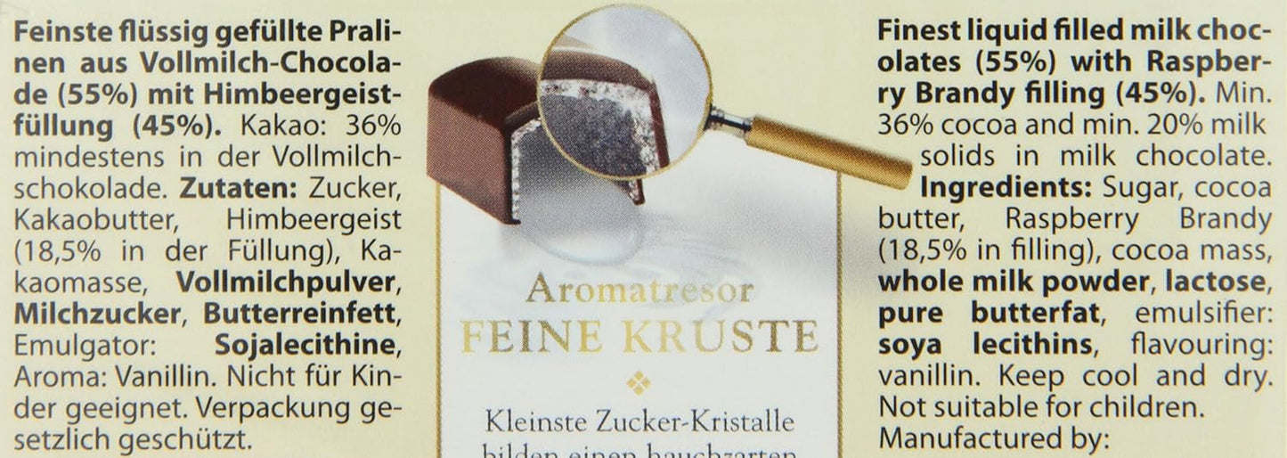 RCP Schladerer Pralines à l'alcool de framboise, chocolat au lait, croûte de sucre, garniture liquide, contient de l'alcool, cadeau idéal, 2 x 127 g