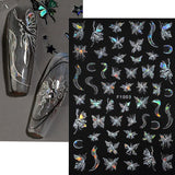 4 feuilles holographiques Laser blanc Schmetterling Nagelsticker,Y2K Aurora Schmetterling Stern Nail Sticker 3D Flamme Herz Nageldesign Nagelsticker Selbstklebend Nagel Sticker Nagel Zubehör Nail Art