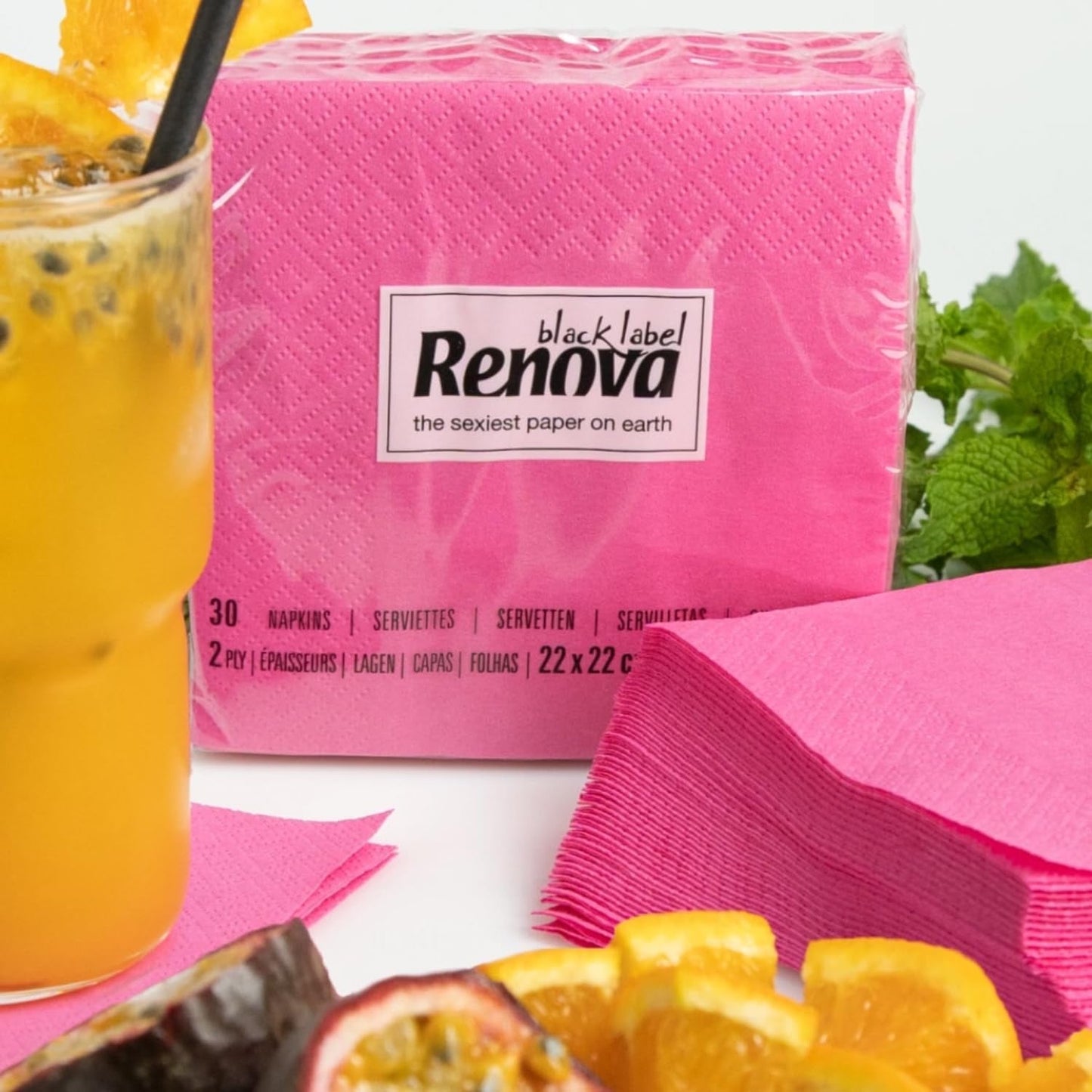 Serviettes à cocktail Renova, fuchsia, 30 serviettes
