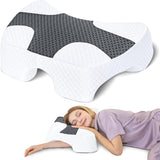 SAHEYER Oreiller pour dormeur latéral avec bras, oreiller orthopédique ergonomique, oreiller en mousse à mémoire de forme pour le cou et les épaules, oreiller cervical avec bras multi-angles pour de nombreuses positions de sommeil (blanc) Oreillers orthopédiques cervicaux Naty Shop Gris