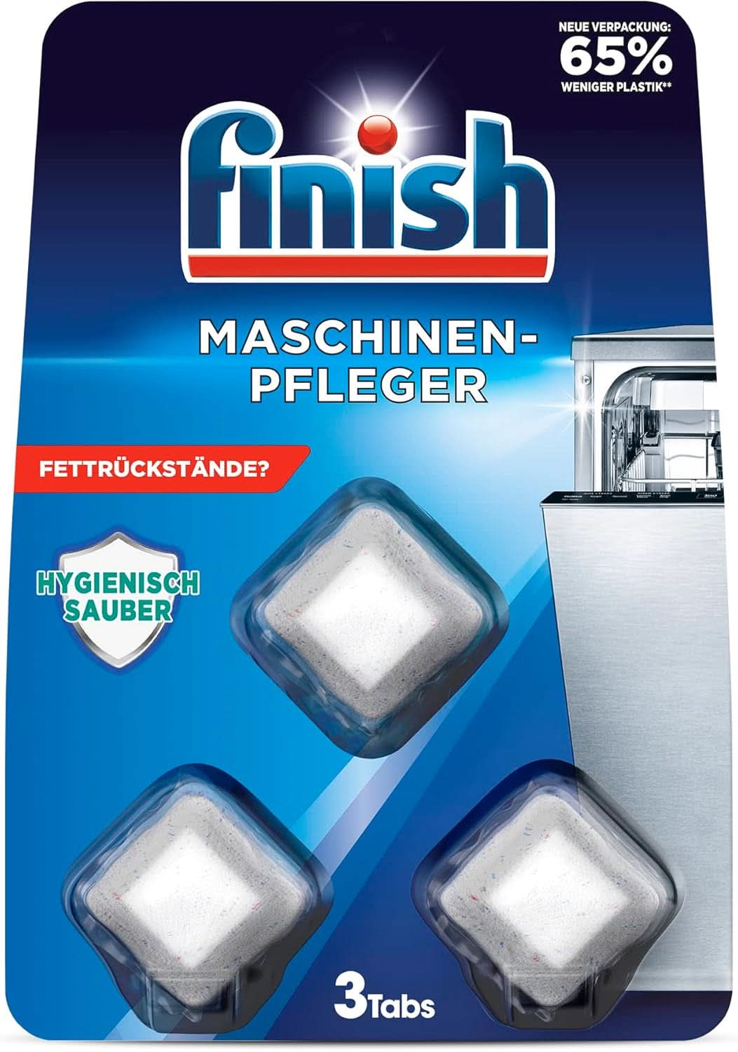 Finish Machine Cleaner Tabs - Tablettes pour lave-vaisselle contre la saleté et la graisse à l'intérieur du lave-vaisselle, 3 tablettes Naty Shop Set 3 tablettes
