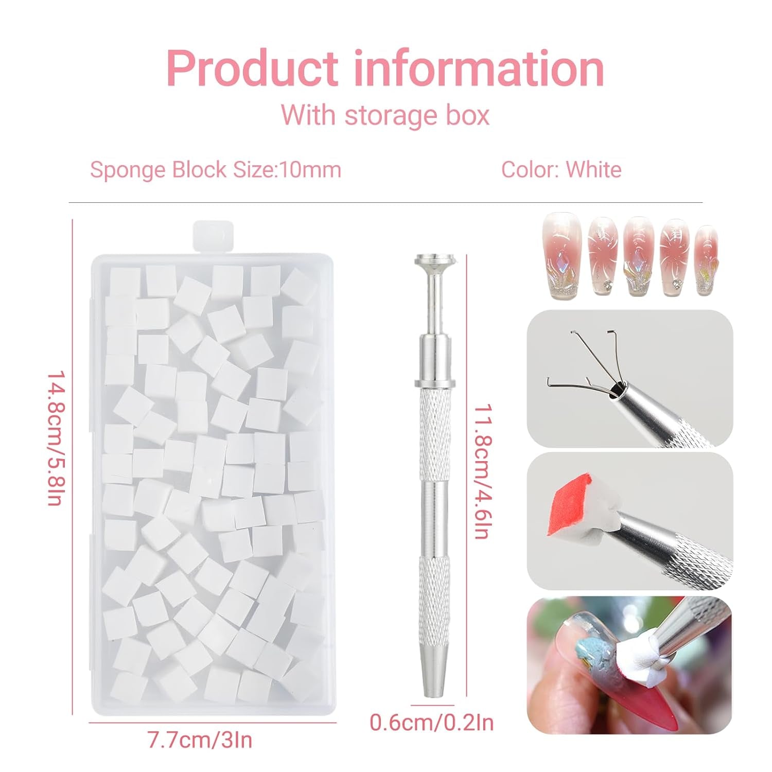 Pinceaux à ongles, outils de conception de ongles, 100 pièces de brosses pour Nail Art avec pinces métalliques, pinces à cheveux et applicateur de pinceau éponge pour les designs d'art d'ongles dégradés