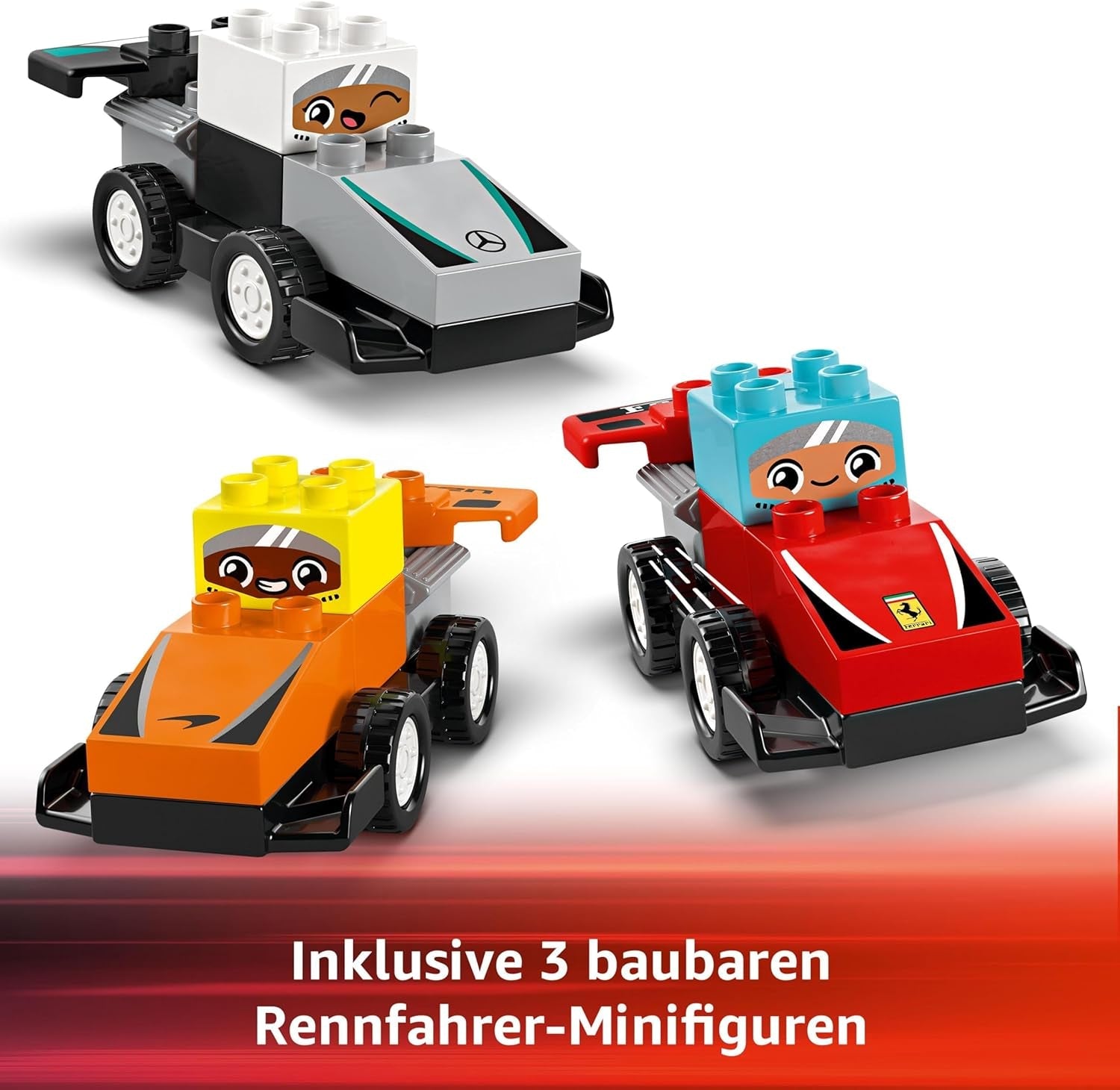LEGO DUPLO Town F1 Team Race Cars With Racers, jouet de construction pour toute la famille, expérience de jeu imaginative, cadeau d'anniversaire pour les tout-petits, garçons et filles à partir de 2 ans 10445 Jeux de construction Besuche den LEGO-Store