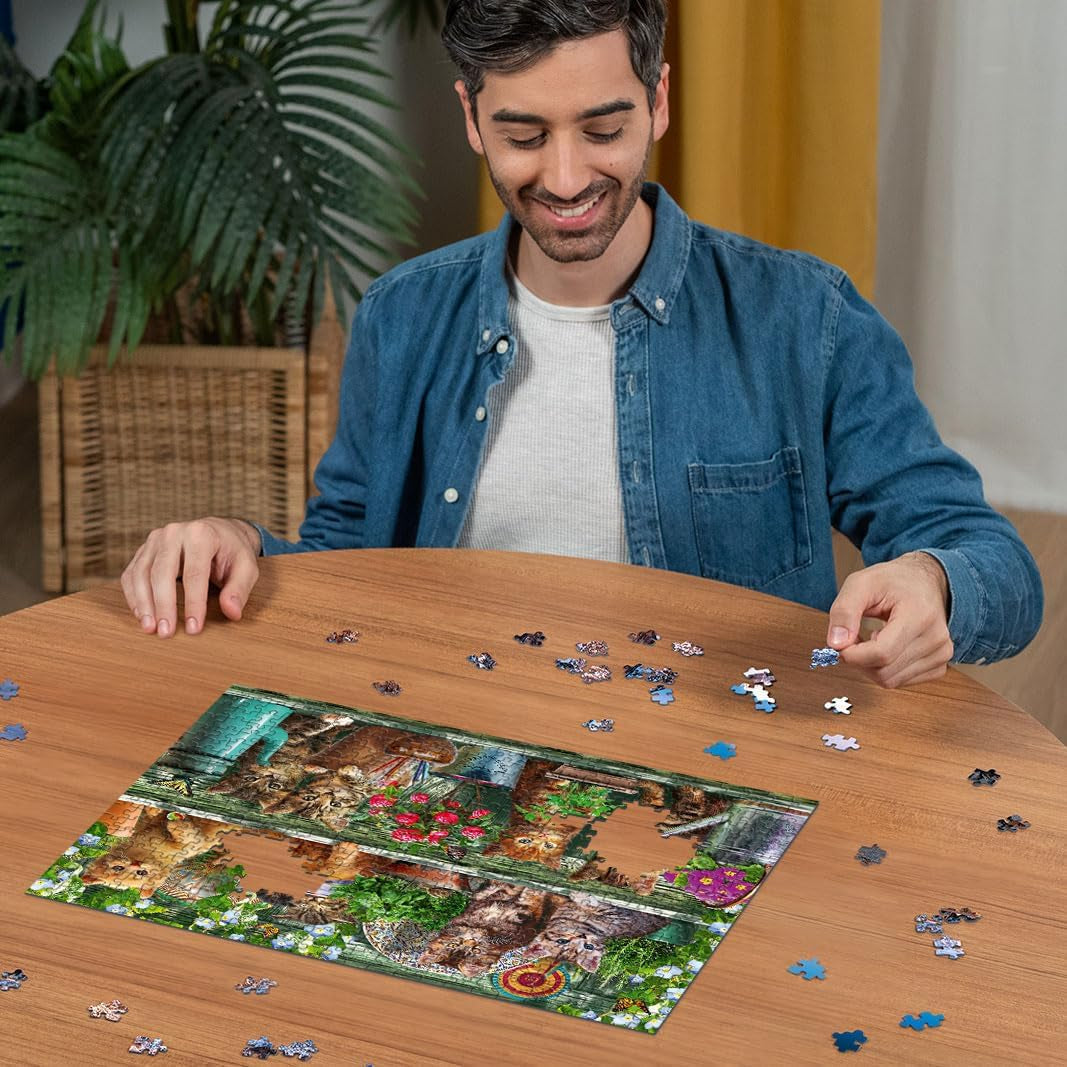 Ravensburger Puzzle 12000205 - Katzen Im Regal - Puzzle de 500 pièces pour adultes et enfants de plus de 10 ans, puzzle animalier avec motif de chat Puzzle Naty Shop