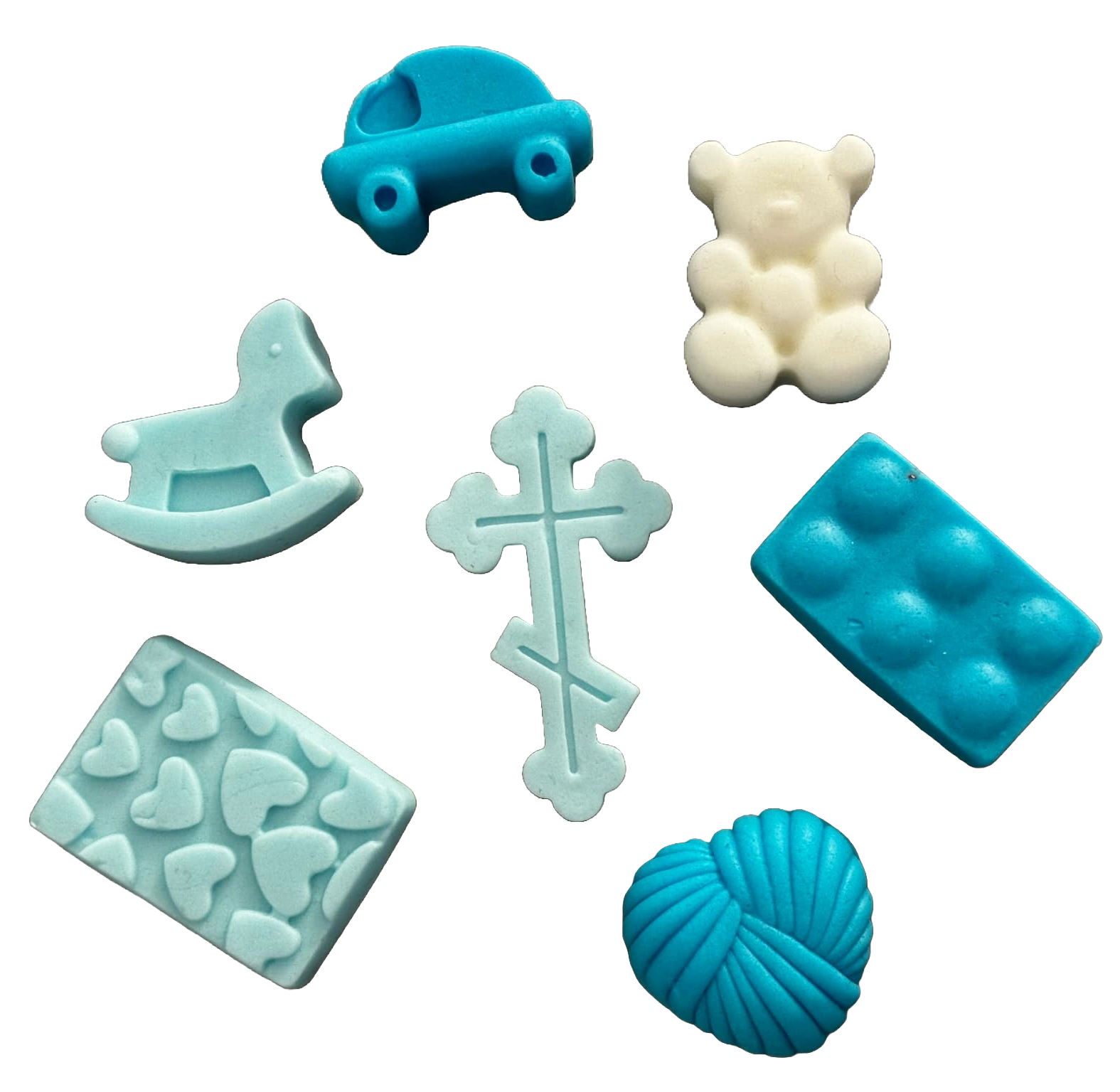 Lot de 7 décorations comestibles en pâte à sucre, Batez Décorations en Pâte à Sucre Nati Shop