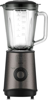 BLACK+DECKER Batteur sur socle | 500W | 2 vitesses | Fonction d'impulsion | Tapis Glask | 1,5L | Edelstahlmesser Mit 4 Klingen | Herausnehmbar Und Leicht Zu Reinigen | Weiß Und Grau Cuisine Naty Shop 800W Edelstahl