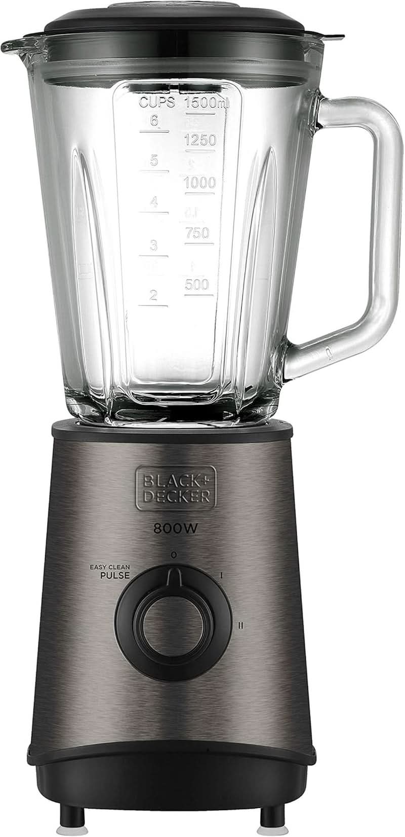 BLACK+DECKER Batteur sur socle | 500W | 2 vitesses | Fonction d'impulsion | Tapis Glask | 1,5L | Edelstahlmesser Mit 4 Klingen | Herausnehmbar Und Leicht Zu Reinigen | Weiß Und Grau Cuisine Naty Shop 800W Edelstahl