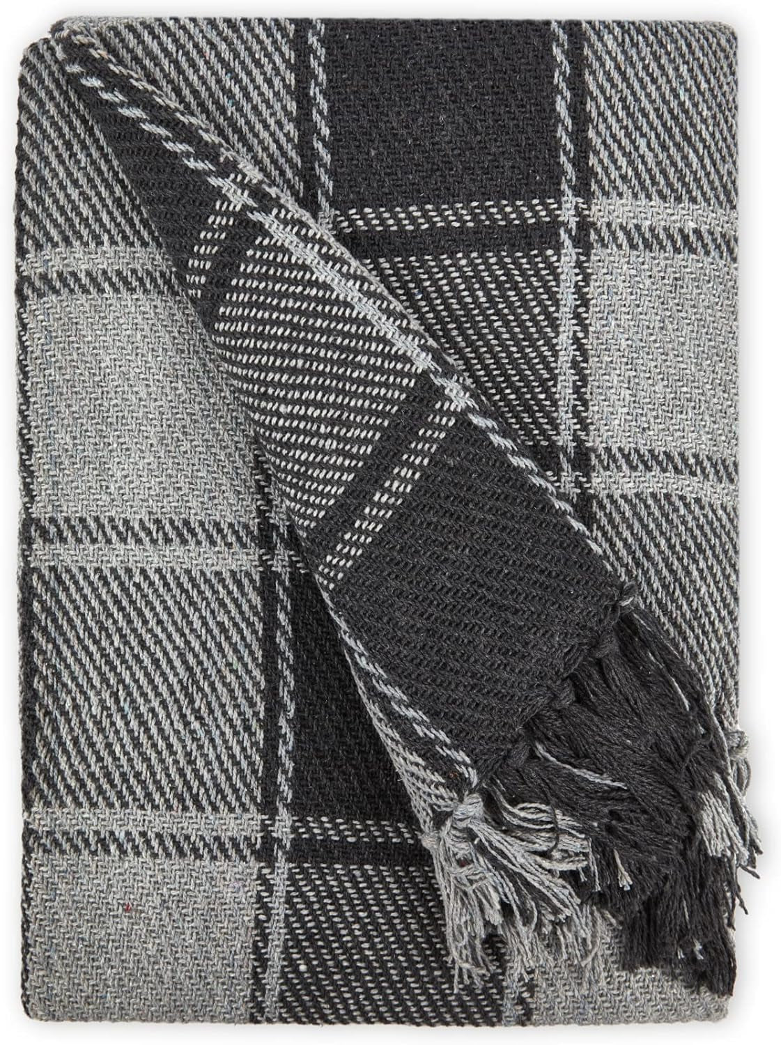 Jeté Frisco, Coton recyclé, Traditionnel, Plaid, Pour chaise, canapé, canapé, jeté, couverture, Anthracite, 127 X 152 Cm Lits et couvertures Emma Barclay
