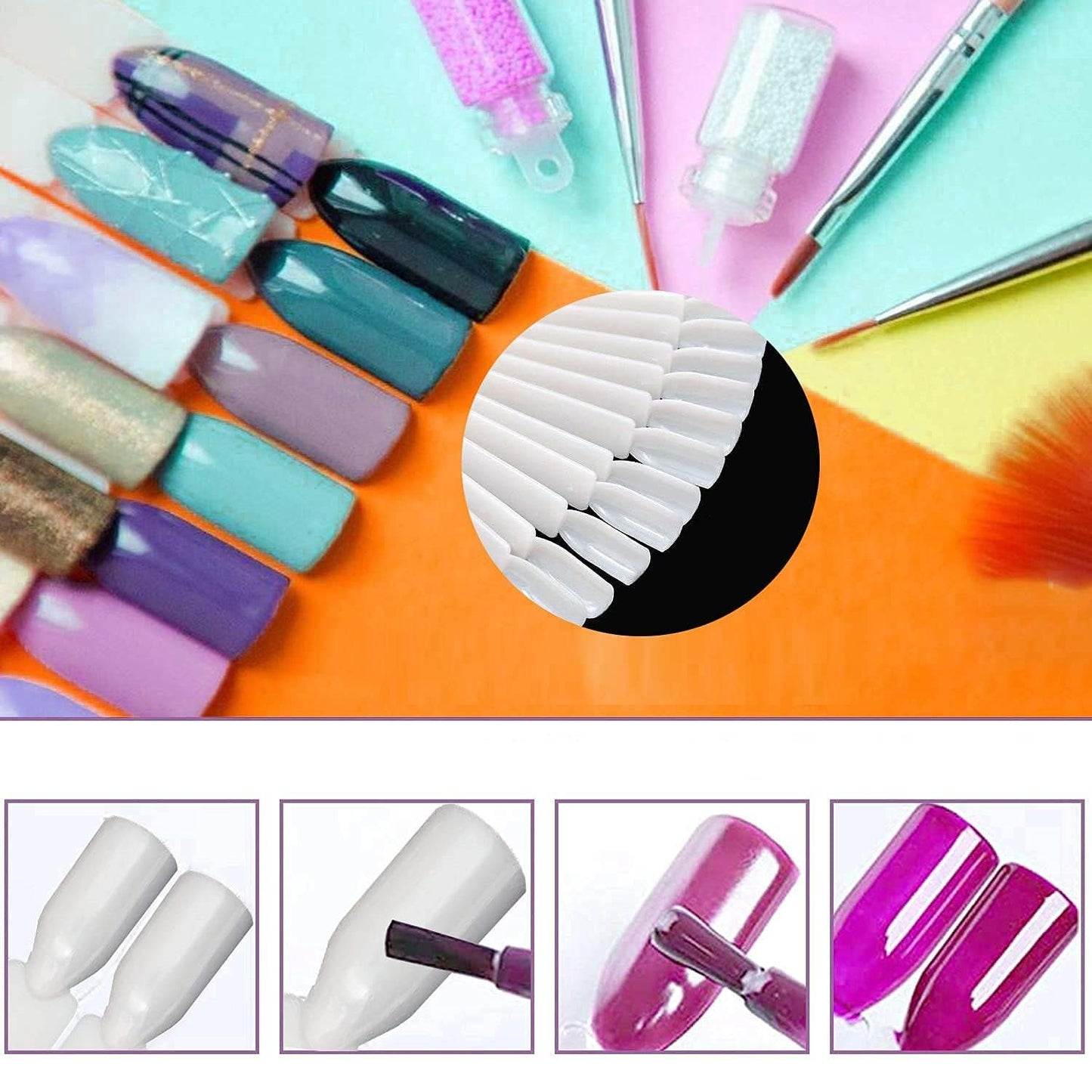 40 bâtons pour capsules de vernis à ongles artificiels, éventail pratique, Nail Art (40, Transparent)