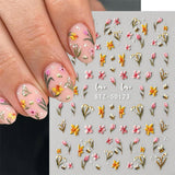 JMEOWIO Autocollant 3D pour ongles, fleurs, fruits, Nail Art, autocollant auto-adhésif, autocollants stéréoscopiques 5D, décoration, conception de ongles, 4 couleurs