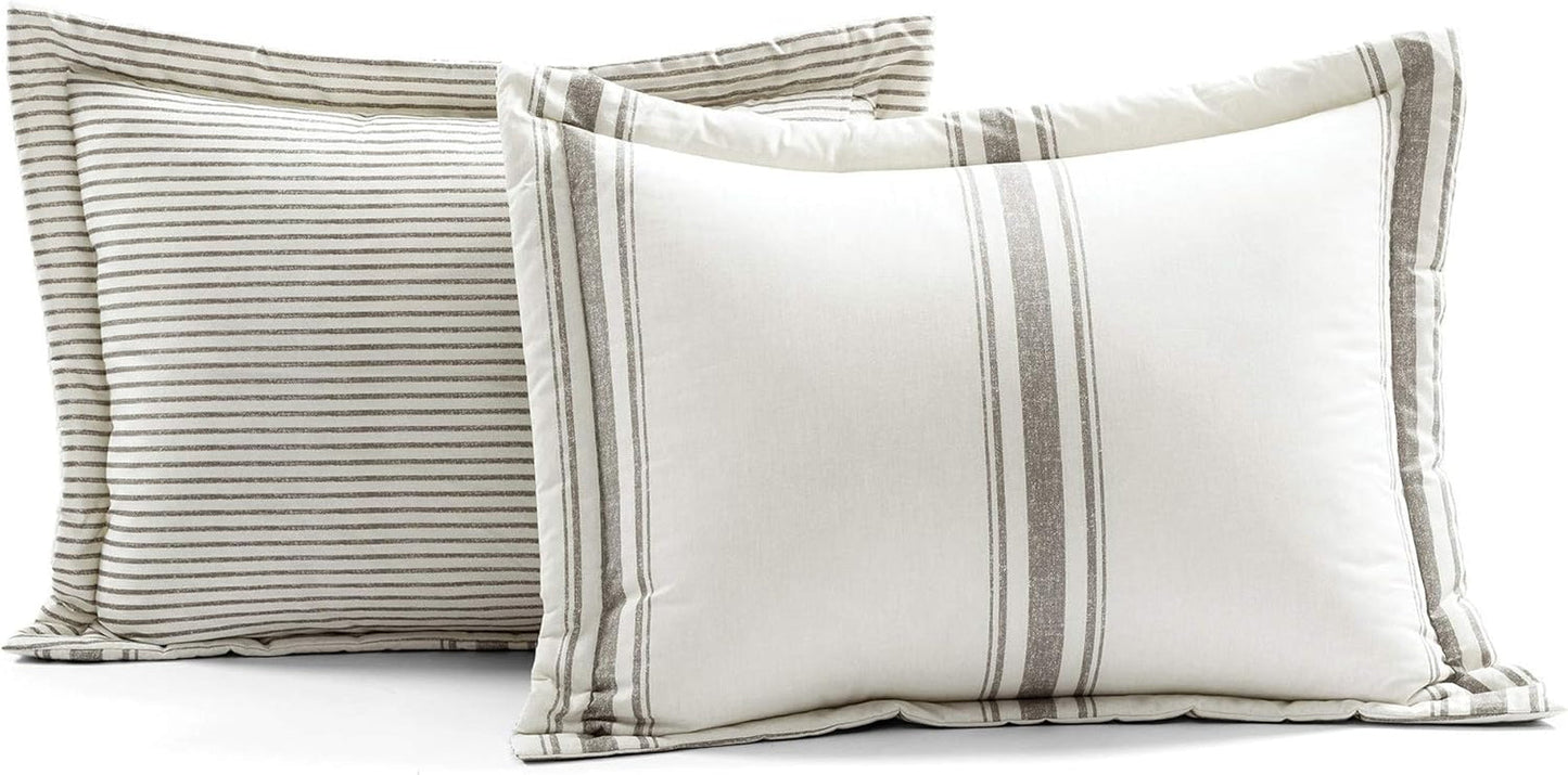 Lush Decor Farmhouse courtepointe à rayures, Full/Queen, gris Couettes et quilts Naty Shop