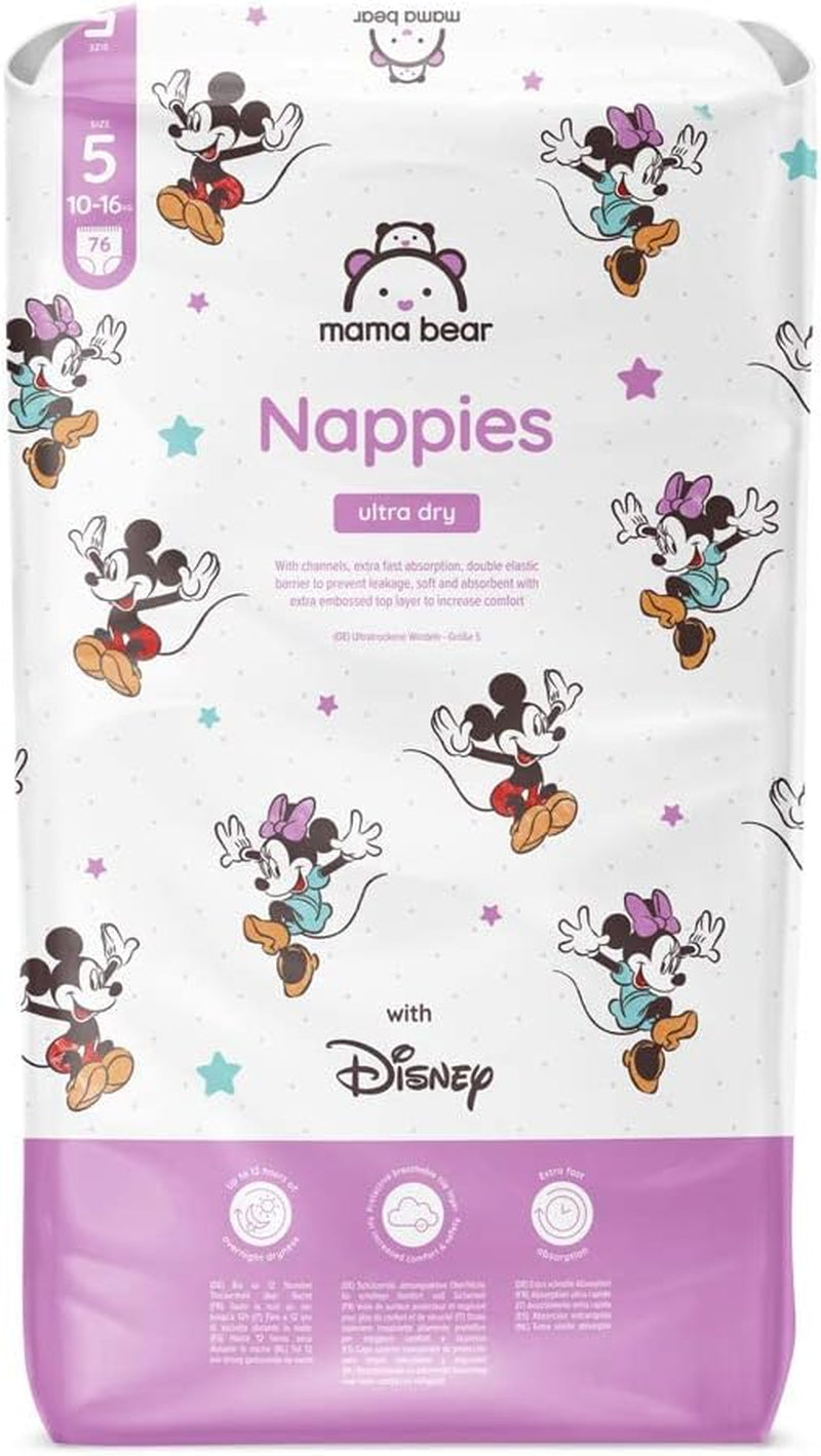 Marque Amazon : Mama Bear Disney Couches Ultra Dry, taille 3 (4-9 kg) – Boîte mensuelle, blanche, 172 pièces (2 paquets de 86)