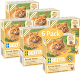 Bozita Tetra Morceaux stérilisés en sauce avec beaucoup de poulet - 6 x 370 g de nourriture humide pour chat sans céréales ni sucre - Sans OGM, avec 8,5 % de protéines et 4,5 % de matières grasses - Haute qualité et extrêmement savoureux