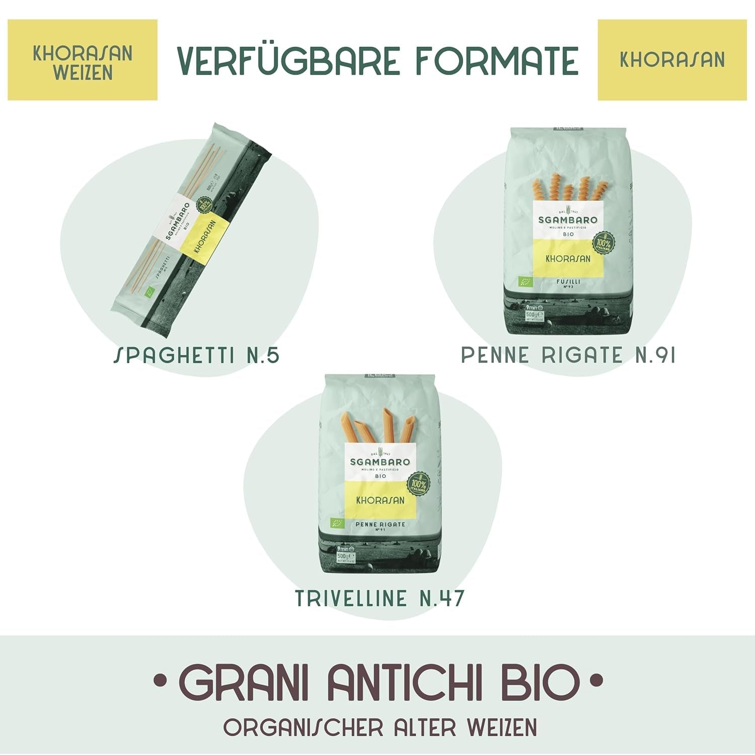 Pâtes Fusilli Bio N°93 - 500g de blé Khorasan - Blé ancien, riche en protéines, cultivé à 100% en Italie - Polyvalent en cuisine et riche en nutriments