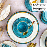 Prospero Service à café haut de gamme pour 4 personnes, qualité restaurant, service à café moderne 12 pièces dans un style vintage unique, porcelaine durable, bleu