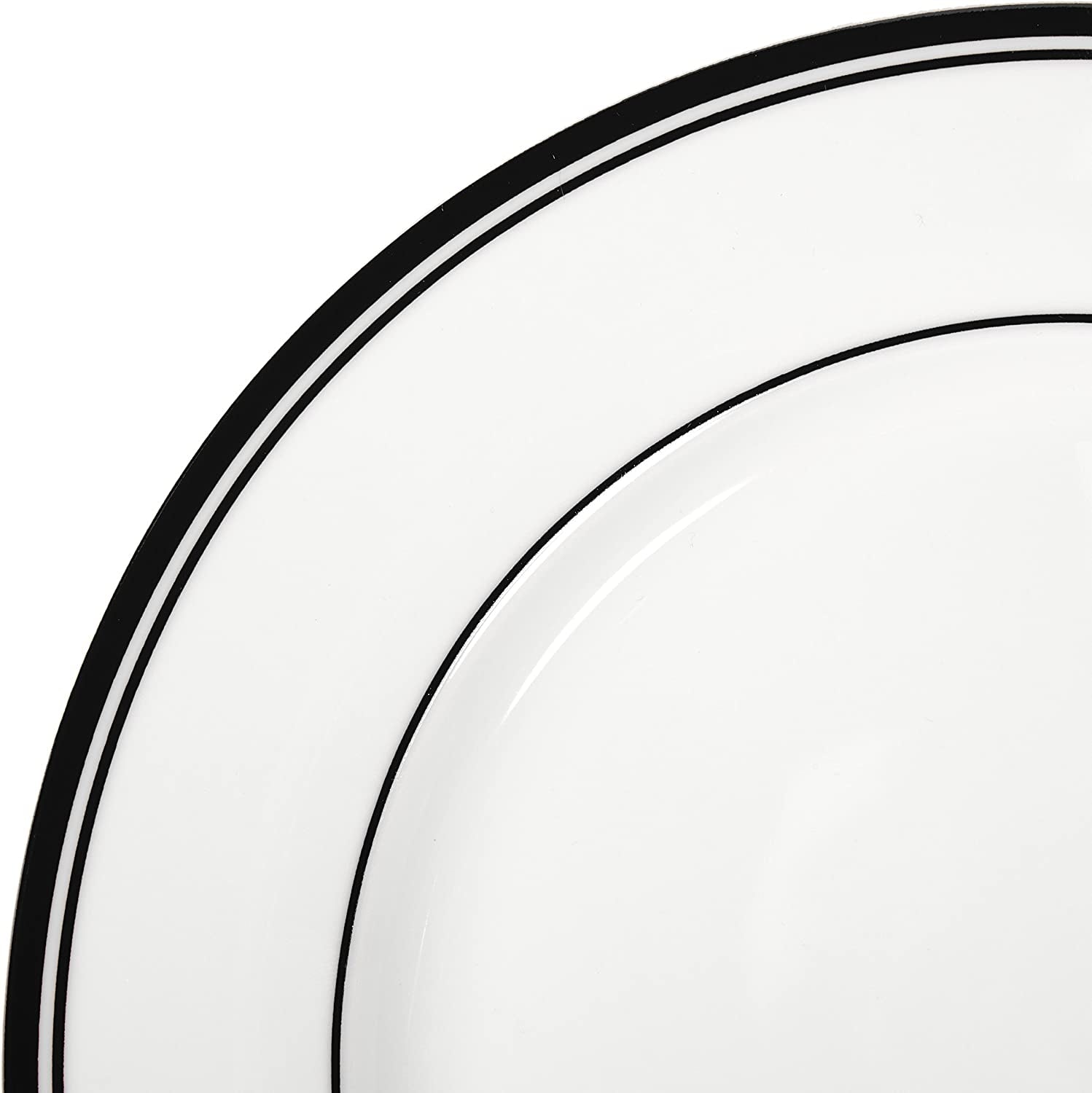 Amazon Basics Cafe Service de table 16 pièces à bord noir pour 4 personnes