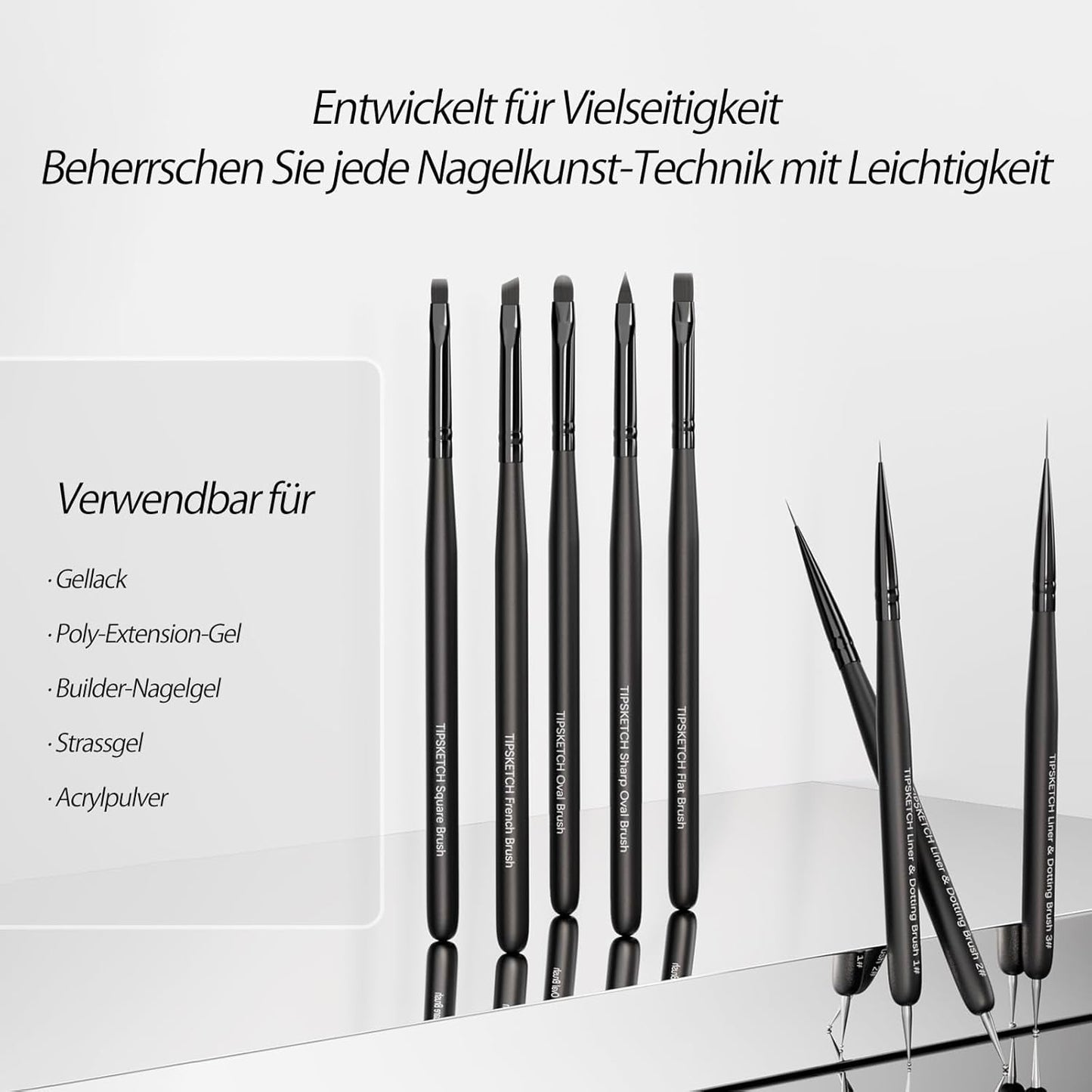 Nagel Pinsel 8 pièces Pinsel pour Gel Vernis, Nageldesign Gel Pinsel Dotting Painting Line Pen pour Nagelack Gel Acryl Nagel Pinsel Nailart Kit Acryl Pinsel Fineliner Nägel Selber Machen