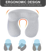 Oreiller cervical gonflable de voyage, oreiller cervical gonflable compact et rapide avec housse de coussin lavable pour les voyages en voiture, avion, train, bureau, famille