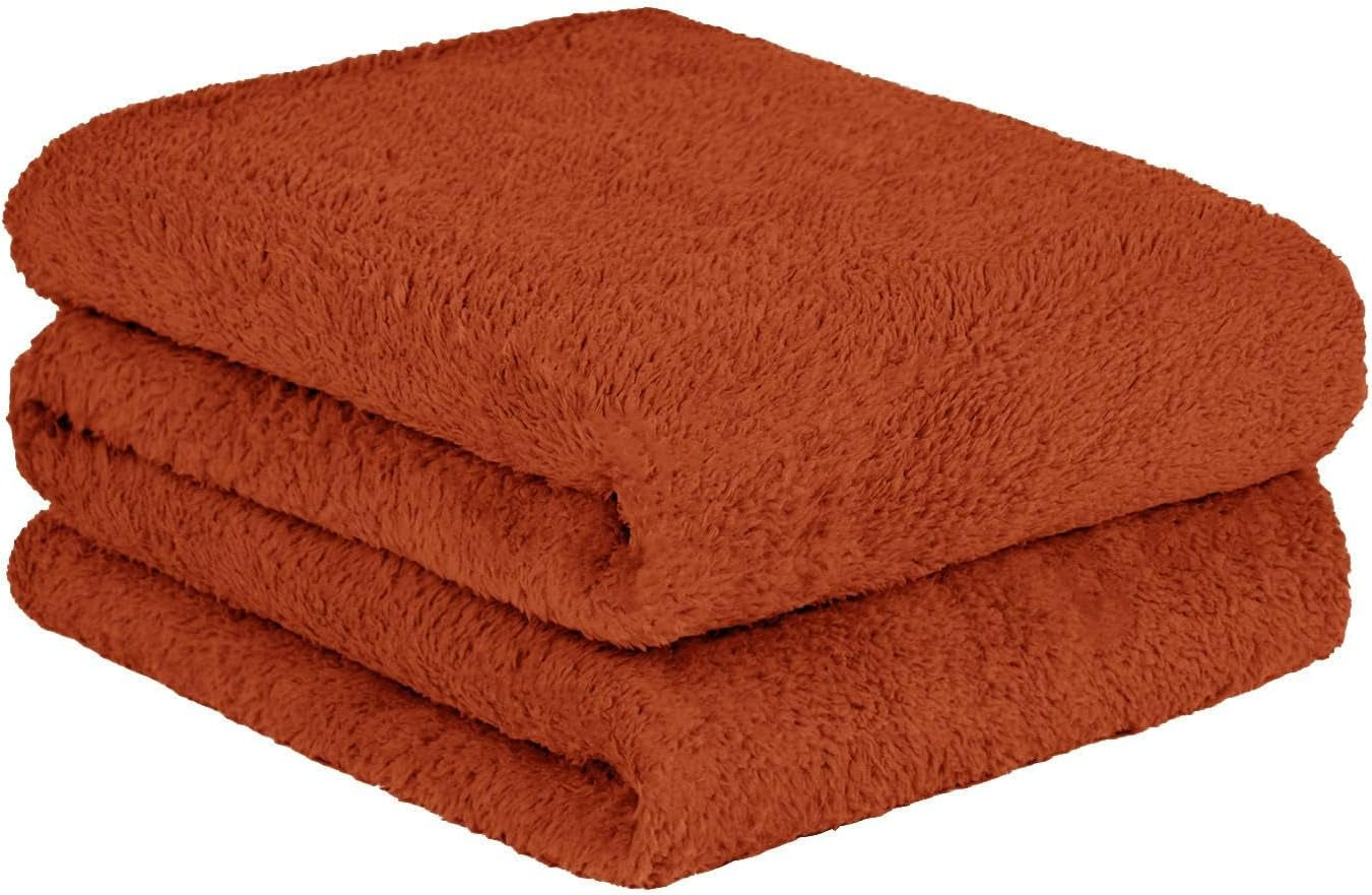 Brentford's Teddy Couverture polaire grande couverture de lit en peluche super douce et chaude pour canapé-lit noir - 150 x 200 cm Lits et couvertures Besuche den Brentfords-Store Orange Rouille 125 x 150 cm
