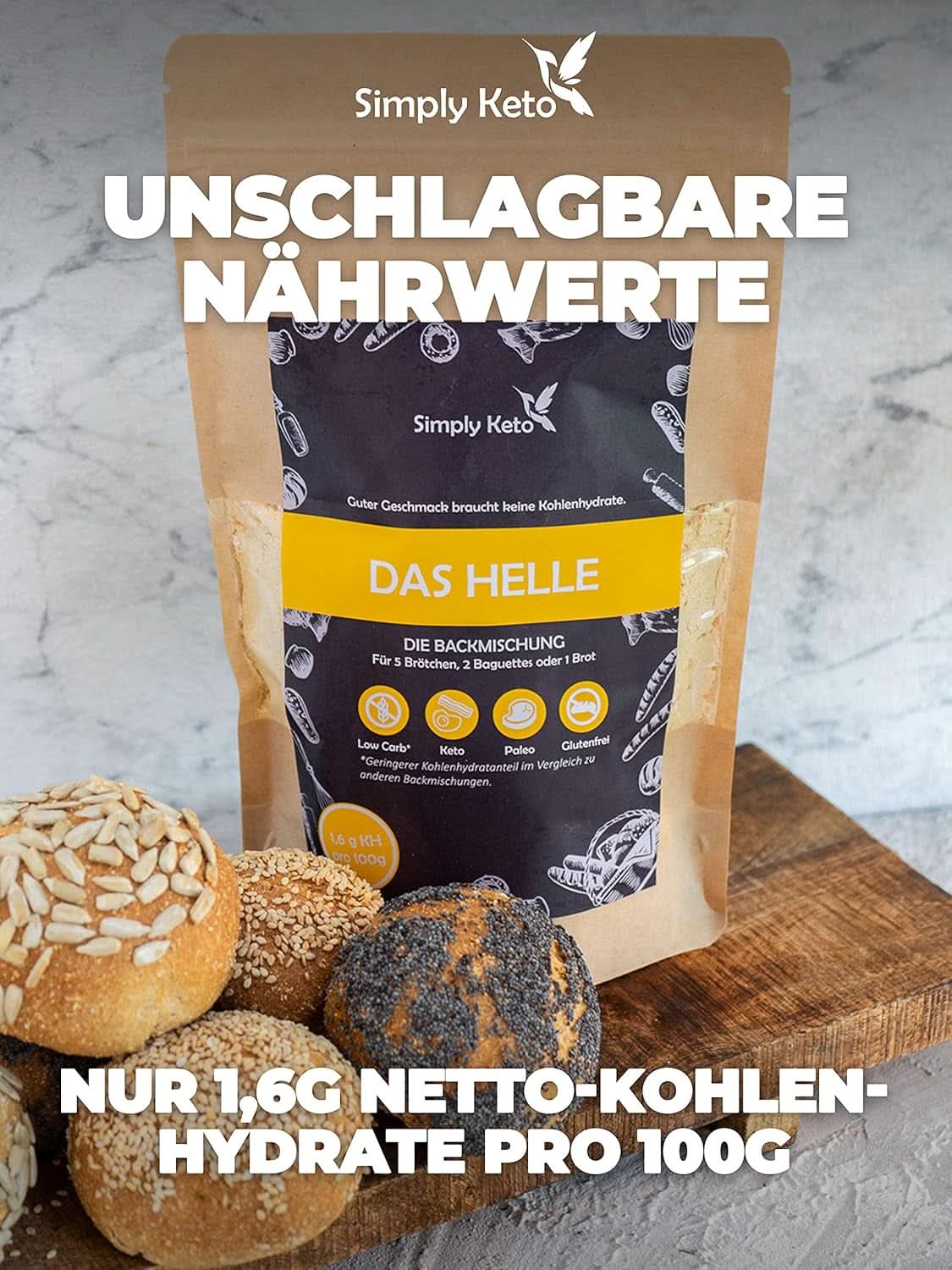 Pain Simply Keto The Light Lower Carb*, Mélange pour pain sans gluten, 260 grammes Kitchen Naty Shop