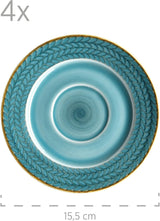 Prospero Service à café haut de gamme pour 4 personnes, qualité restaurant, service à café moderne 12 pièces dans un style vintage unique, porcelaine durable, bleu