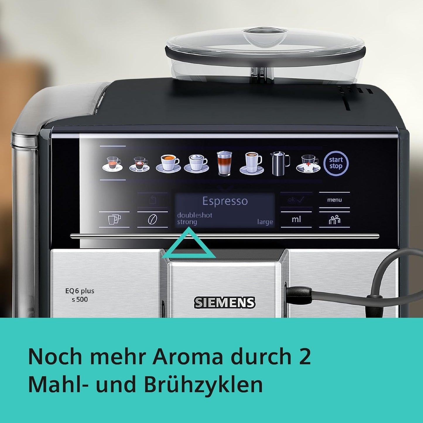 Machine à expresso automatique Siemens EQ.6 plus s300 TE653501DE, pour de nombreuses spécialités de café, mousseur à lait, moulin en céramique, double fonction café, anticalcaire, nettoyage vapeur automatique, 1500 W, argent