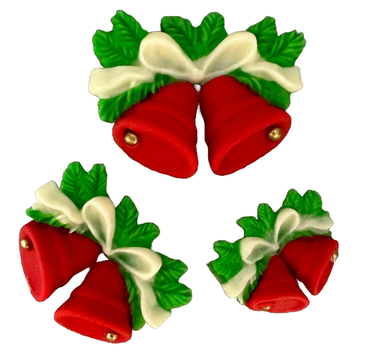 Lot de 3 décorations comestibles en sucre, cloches de Noël Décorations en pâte à sucre Nati Shop