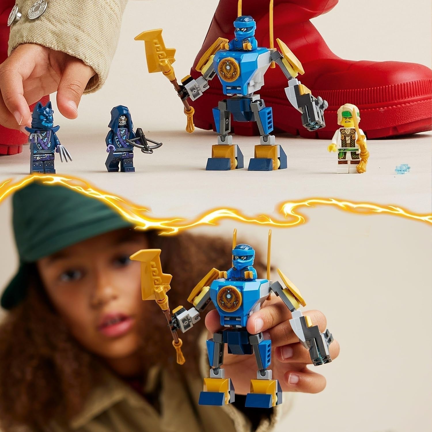 LEGO NINJAGO Jay Battle Mech, jouet ninja pour enfants avec figurines, y compris figurine de Jay avec mini katana, figurines d'action et robot, petit cadeau pour garçons et filles créatifs à partir de 6 ans 71805 Jeux de construction Besuche den LEGO-Store