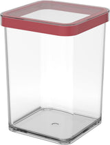 Rotho Loft Lot de 5 bocaux de conservation avec couvercles, différentes tailles, plastique alimentaire (PP) sans BPA, transparent/rouge, (21,4 x 21,4 x 23,5 cm) Naty Shop 1 L carré