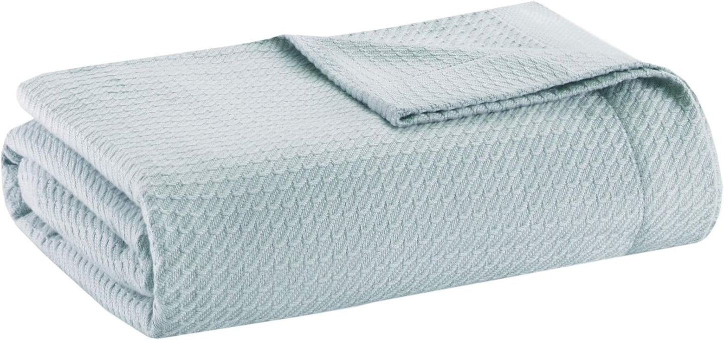 Madison Park Couverture légère 100 % coton égyptien respirant de qualité supérieure pour lit, canapé et canapé, lit double/queen Rose Naty Shop Couettes et édredons Bleu clair Full/Queen