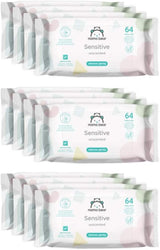 Naty Shop Mama Bear Sensitive Lingettes pour bébé non parfumées 64 unités (paquet de 12)