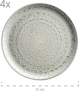 MÄSER 931744 Série Spicy Market, service de table peint à la main pour 4 personnes au design méditerranéen vintage, service de table 16 pièces en céramique, vert, grès